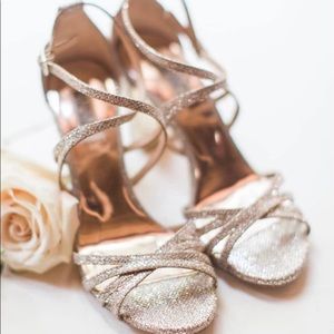 Badgley Mischka gold block heel sandal